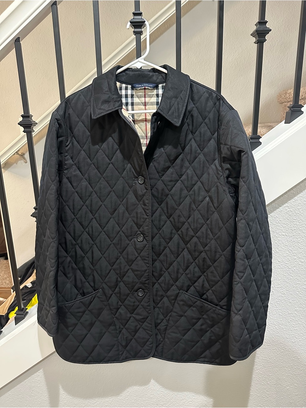 Burberry Black Quilted Utility Jacket with Signature Check Interior